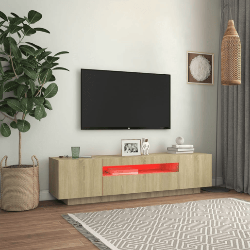 Móvel de TV - Modulo de TV - Armário de TV com luzes LED 160x35x40 cm carvalho sonoma