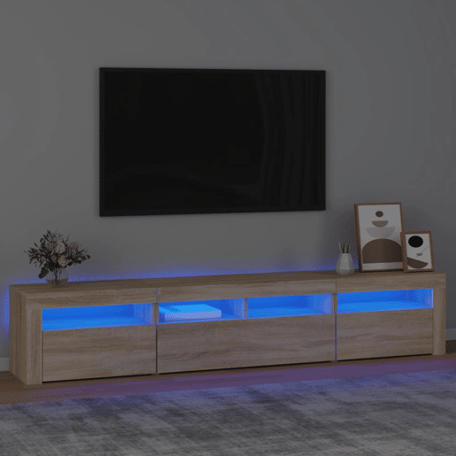 Móvel de TV - Modulo de TV - Armário de TV com luzes LED 210x35x40 cm carvalho sonoma
