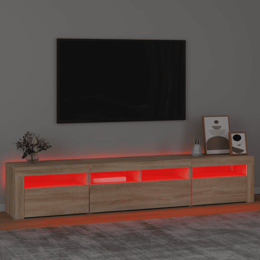 Móvel de TV - Modulo de TV - Armário de TV com luzes LED 210x35x40 cm carvalho sonoma
