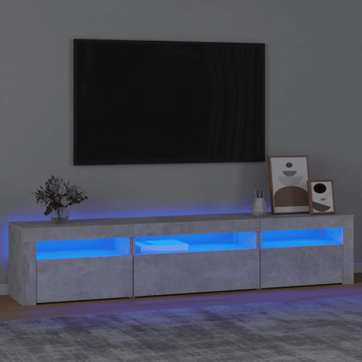 Móvel de TV - Modulo de TV - Armário de TV com luzes LED 195x35x40 cm cinzento cimento