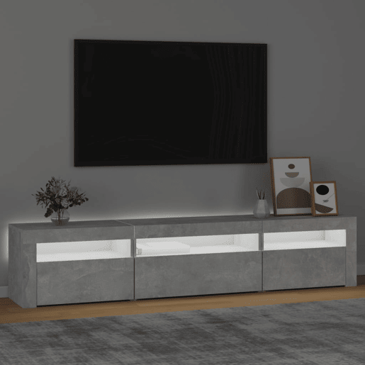 Móvel de TV - Modulo de TV - Armário de TV com luzes LED 195x35x40 cm cinzento cimento
