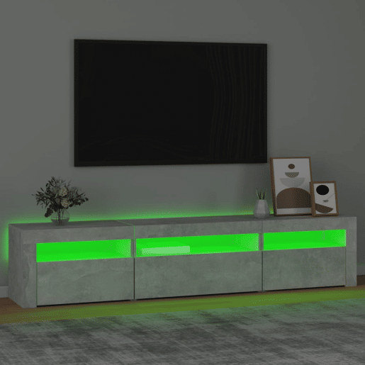 Móvel de TV - Modulo de TV - Armário de TV com luzes LED 195x35x40 cm cinzento cimento