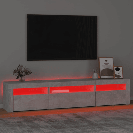 Móvel de TV - Modulo de TV - Armário de TV com luzes LED 195x35x40 cm cinzento cimento