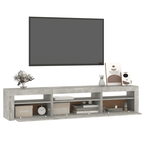 Móvel de TV - Modulo de TV - Armário de TV com luzes LED 195x35x40 cm cinzento cimento