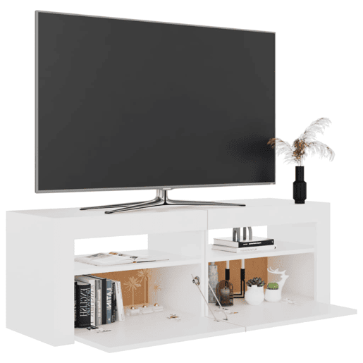 Móvel de TV - Modulo de TV - Armário de TV com luzes LED 120x35x40 cm branco