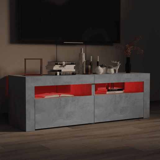 Móvel de TV - Modulo de TV - Armário de TV com luzes LED 120x35x40 cm cinzento cimento