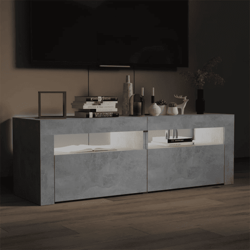 Móvel de TV - Modulo de TV - Armário de TV com luzes LED 120x35x40 cm cinzento cimento