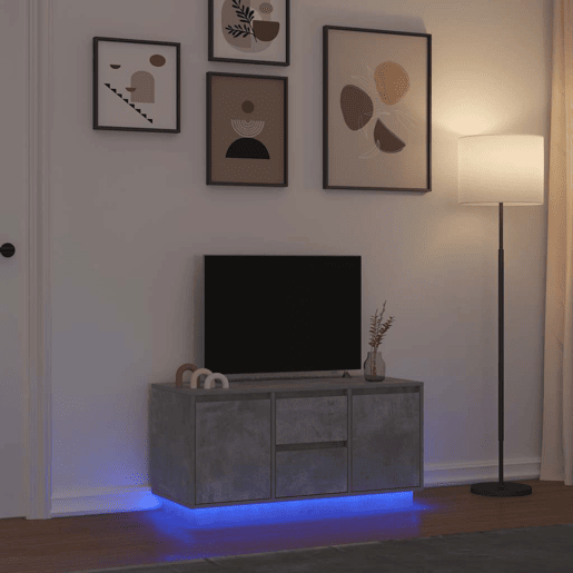Móvel de TV - Modulo de TV - Armário de TV com luzes LED 100x41x50 cm cinzento cimento