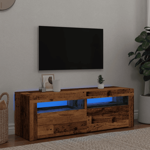 Móvel de TV - Modulo de TV - Armário de TV com luzes LED derivados de madeira madeira velha