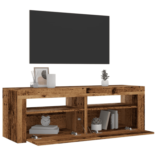 Móvel de TV - Modulo de TV - Armário de TV com luzes LED derivados de madeira madeira velha