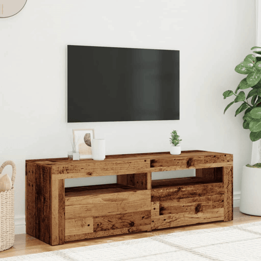 Móvel de TV - Modulo de TV - Armário de TV com luzes LED derivados de madeira madeira velha