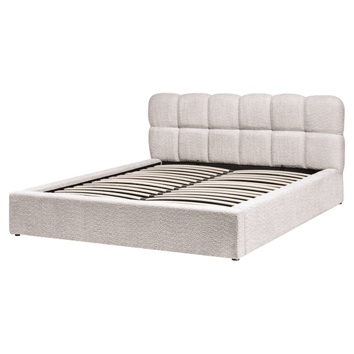 Cama baú Bouclé BASTON 160 x 200 cm Creme claro