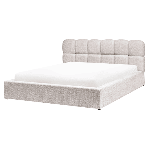 Cama baú Bouclé BASTON 160 x 200 cm Creme claro
