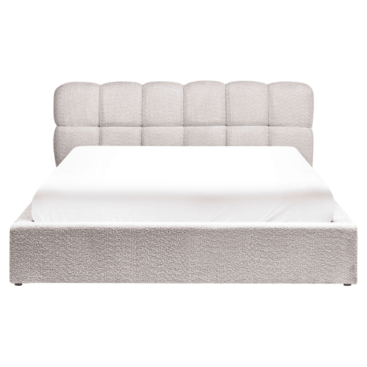 Cama baú Bouclé BASTON 160 x 200 cm Creme claro