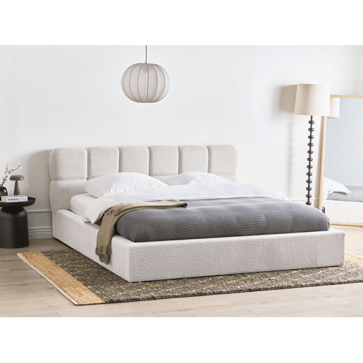 Cama baú Bouclé BASTON 180 x 200 cm Creme claro