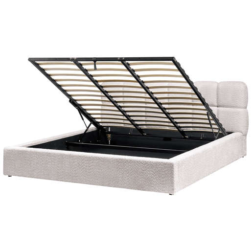 Cama baú Bouclé BASTON 180 x 200 cm Creme claro