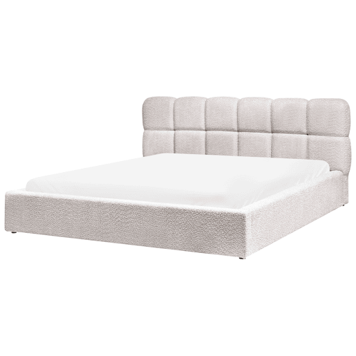 Cama baú Bouclé BASTON 180 x 200 cm Creme claro