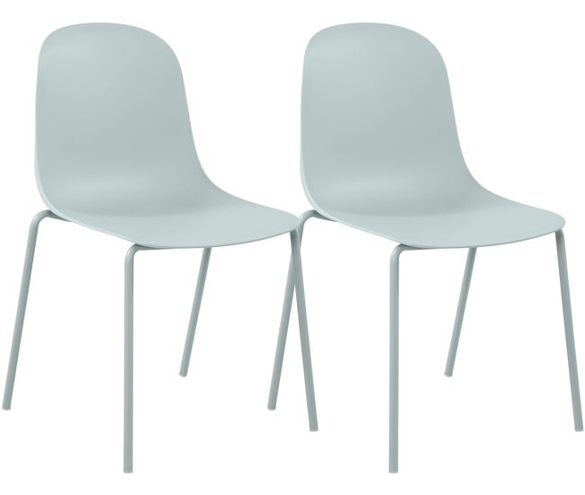 Set de 2 sillas apilables hardin plástico turquesa 55x51x85 cm