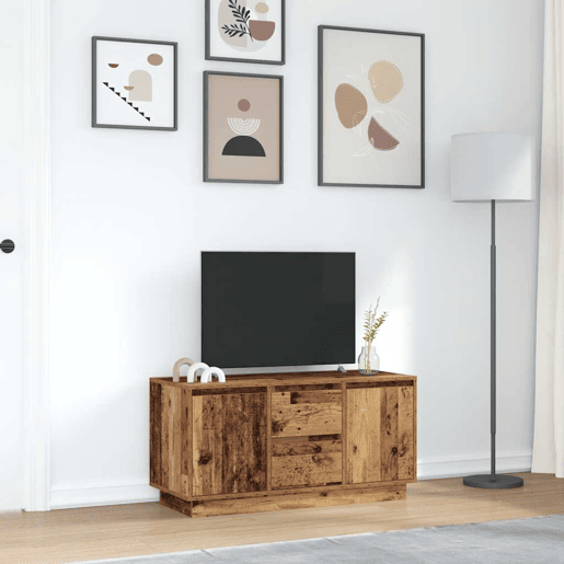 Móvel de TV - Modulo de TV - Armário de TV com luzes LED 100x41x50 cm madeira velha