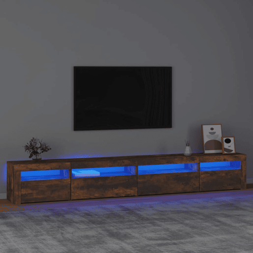 Móvel de TV - Modulo de TV - Armário de TV com luzes LED 270x35x40 cm carvalho fumado Móvel de TV - Modulo de TV - Armário de TV com luzes LED 270x35x40 cm carvalho fumado