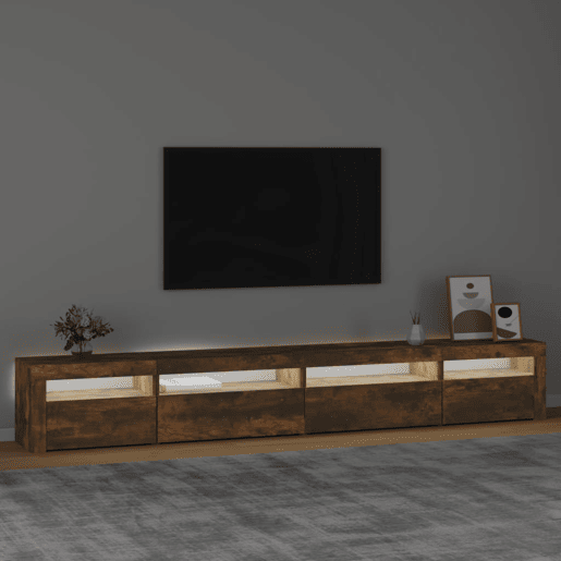 Móvel de TV - Modulo de TV - Armário de TV com luzes LED 270x35x40 cm carvalho fumado Móvel de TV - Modulo de TV - Armário de TV com luzes LED 270x35x40 cm carvalho fumado