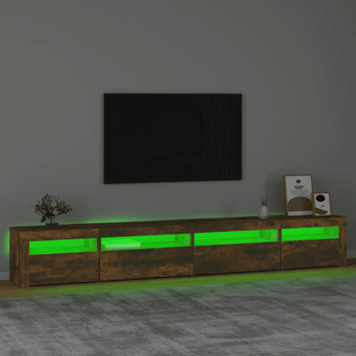 Móvel de TV - Modulo de TV - Armário de TV com luzes LED 270x35x40 cm carvalho fumado Móvel de TV - Modulo de TV - Armário de TV com luzes LED 270x35x40 cm carvalho fumado