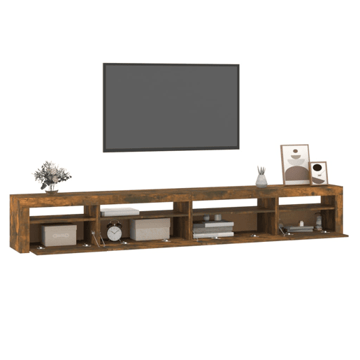 Móvel de TV - Modulo de TV - Armário de TV com luzes LED 270x35x40 cm carvalho fumado Móvel de TV - Modulo de TV - Armário de TV com luzes LED 270x35x40 cm carvalho fumado