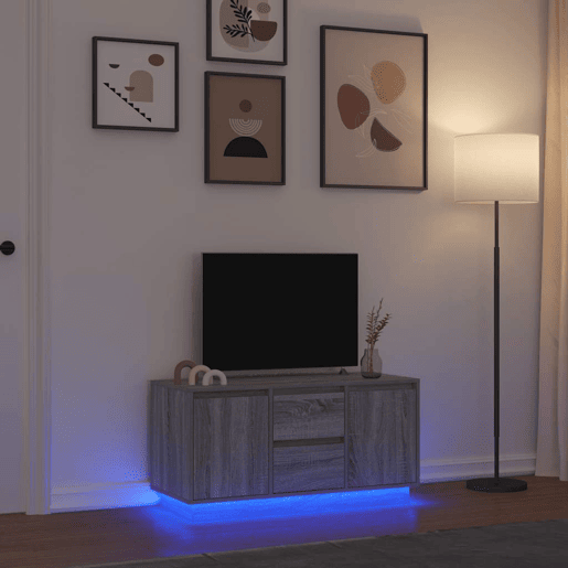 Móvel de TV - Modulo de TV - Armário de TV com luzes LED 100x41x50 cm cinzento sonoma