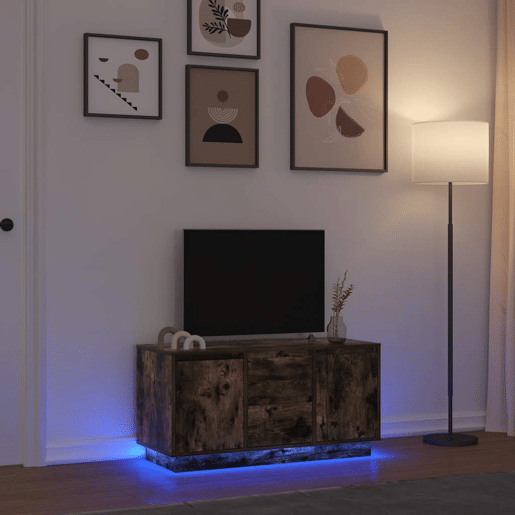 Móvel de TV - Modulo de TV - Armário de TV com luzes LED 100x41x50 cm carvalho fumado