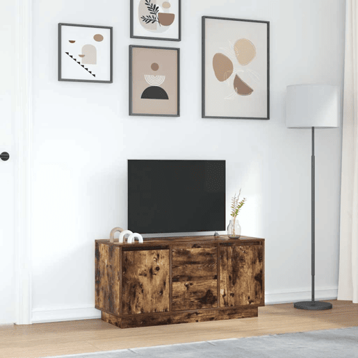 Móvel de TV - Modulo de TV - Armário de TV com luzes LED 100x41x50 cm carvalho fumado