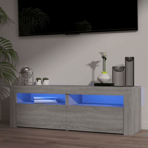Móvel de TV - Modulo de TV - Armário de TV com luzes LED 120x35x40 cm cinzento sonoma