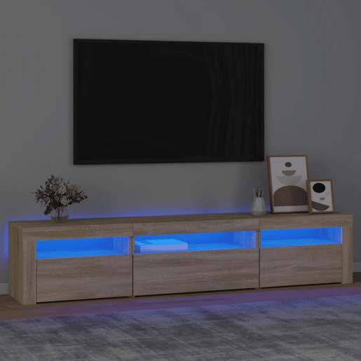 Móvel de TV - Modulo de TV - Armário de TV com luzes LED 195x35x40 cm carvalho sonoma