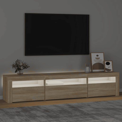 Móvel de TV - Modulo de TV - Armário de TV com luzes LED 195x35x40 cm carvalho sonoma