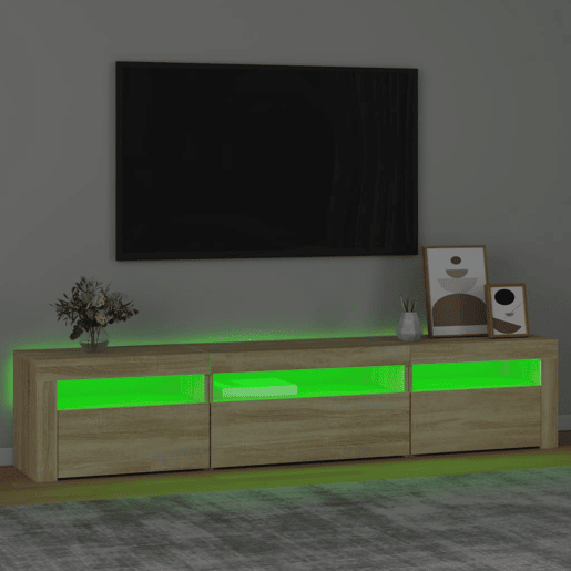 Móvel de TV - Modulo de TV - Armário de TV com luzes LED 195x35x40 cm carvalho sonoma
