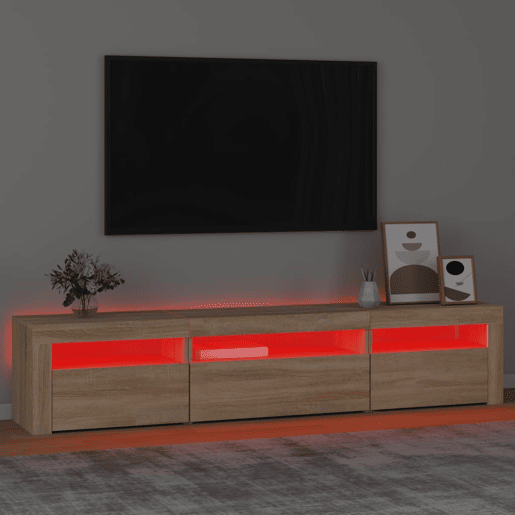 Móvel de TV - Modulo de TV - Armário de TV com luzes LED 195x35x40 cm carvalho sonoma