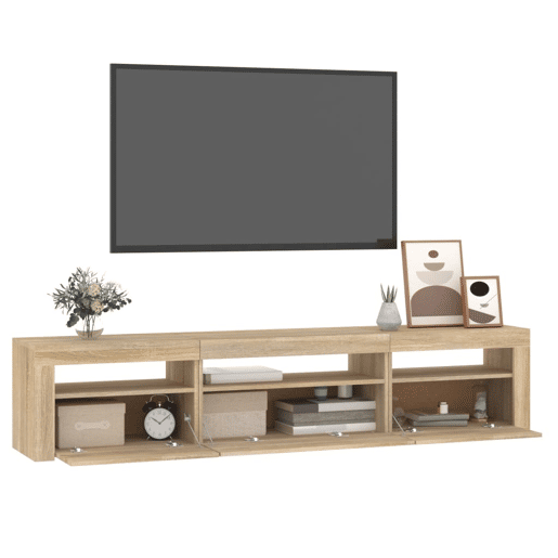 Móvel de TV - Modulo de TV - Armário de TV com luzes LED 195x35x40 cm carvalho sonoma