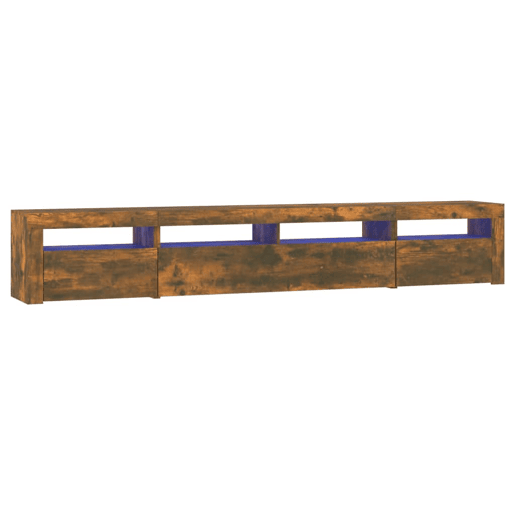 Móvel de TV - Modulo de TV - Armário de TV com luzes LED 240x35x40 cm carvalho fumado Móvel de TV - Modulo de TV - Armário de TV com luzes LED 240x35x40 cm carvalho fumado