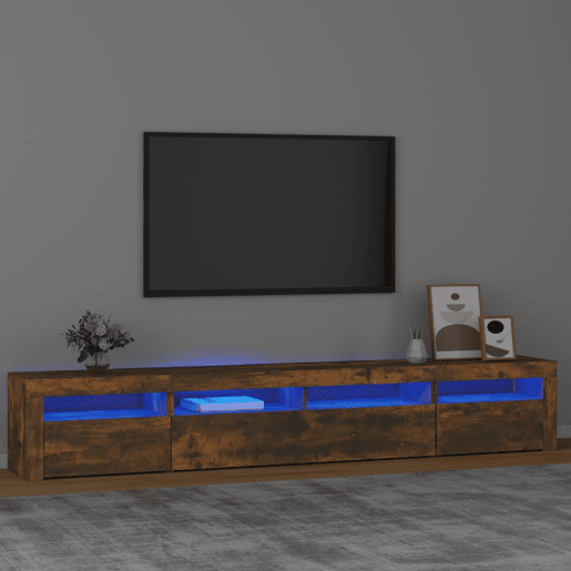 Móvel de TV - Modulo de TV - Armário de TV com luzes LED 240x35x40 cm carvalho fumado Móvel de TV - Modulo de TV - Armário de TV com luzes LED 240x35x40 cm carvalho fumado