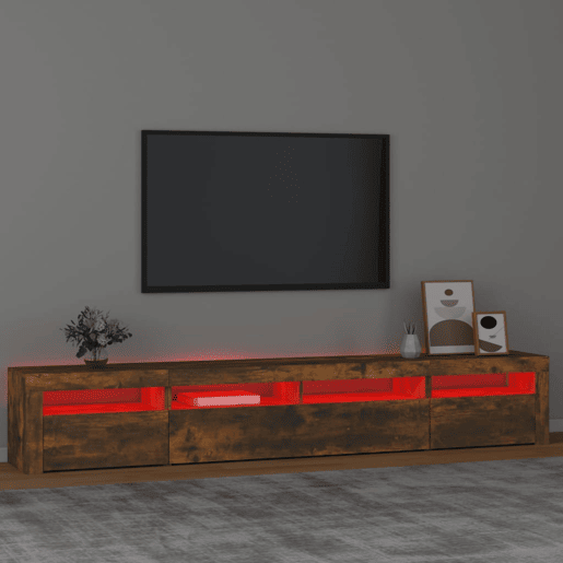 Móvel de TV - Modulo de TV - Armário de TV com luzes LED 240x35x40 cm carvalho fumado Móvel de TV - Modulo de TV - Armário de TV com luzes LED 240x35x40 cm carvalho fumado
