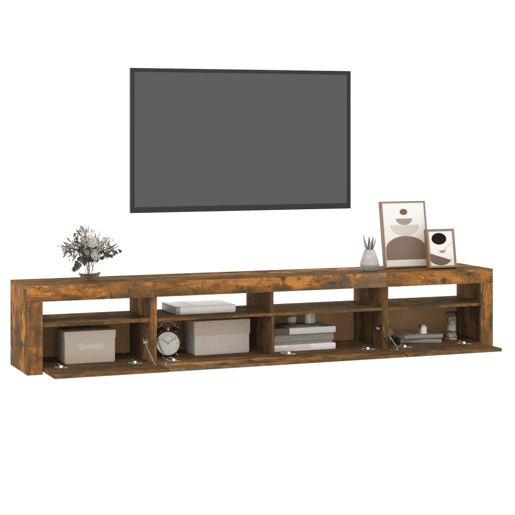 Móvel de TV - Modulo de TV - Armário de TV com luzes LED 240x35x40 cm carvalho fumado Móvel de TV - Modulo de TV - Armário de TV com luzes LED 240x35x40 cm carvalho fumado
