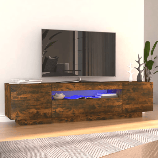 Móvel de TV - Modulo de TV - Armário de TV com luzes LED 160x35x40 cm carvalho fumado