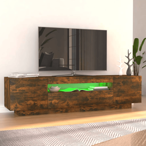 Móvel de TV - Modulo de TV - Armário de TV com luzes LED 160x35x40 cm carvalho fumado