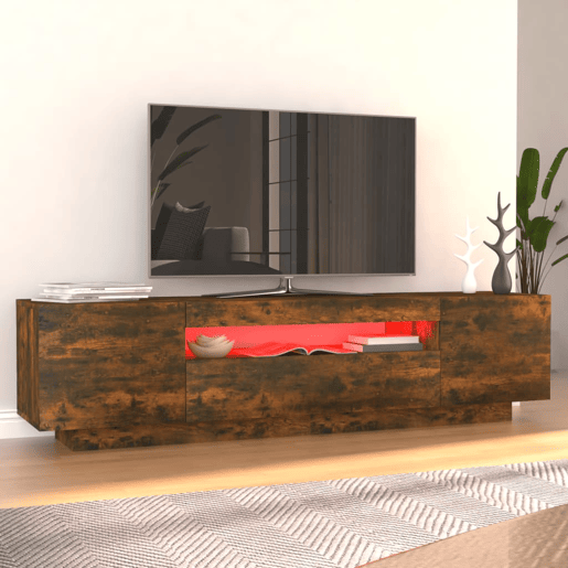 Móvel de TV - Modulo de TV - Armário de TV com luzes LED 160x35x40 cm carvalho fumado