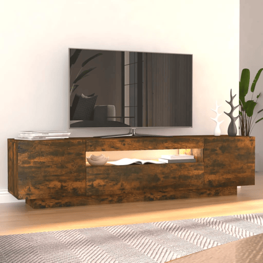 Móvel de TV - Modulo de TV - Armário de TV com luzes LED 160x35x40 cm carvalho fumado
