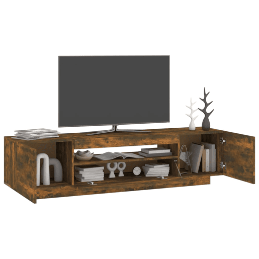Móvel de TV - Modulo de TV - Armário de TV com luzes LED 160x35x40 cm carvalho fumado