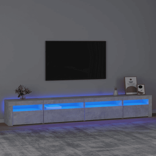 Móvel de TV - Modulo de TV - Armário de TV com luzes LED 270x35x40 cm cinzento cimento