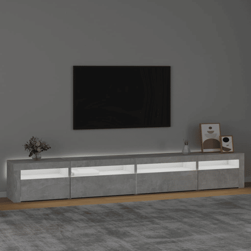 Móvel de TV - Modulo de TV - Armário de TV com luzes LED 270x35x40 cm cinzento cimento