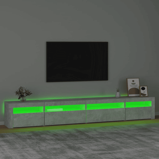 Móvel de TV - Modulo de TV - Armário de TV com luzes LED 270x35x40 cm cinzento cimento