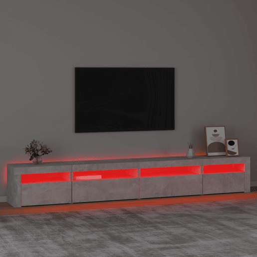 Móvel de TV - Modulo de TV - Armário de TV com luzes LED 270x35x40 cm cinzento cimento