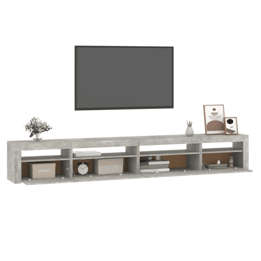 Móvel de TV - Modulo de TV - Armário de TV com luzes LED 270x35x40 cm cinzento cimento